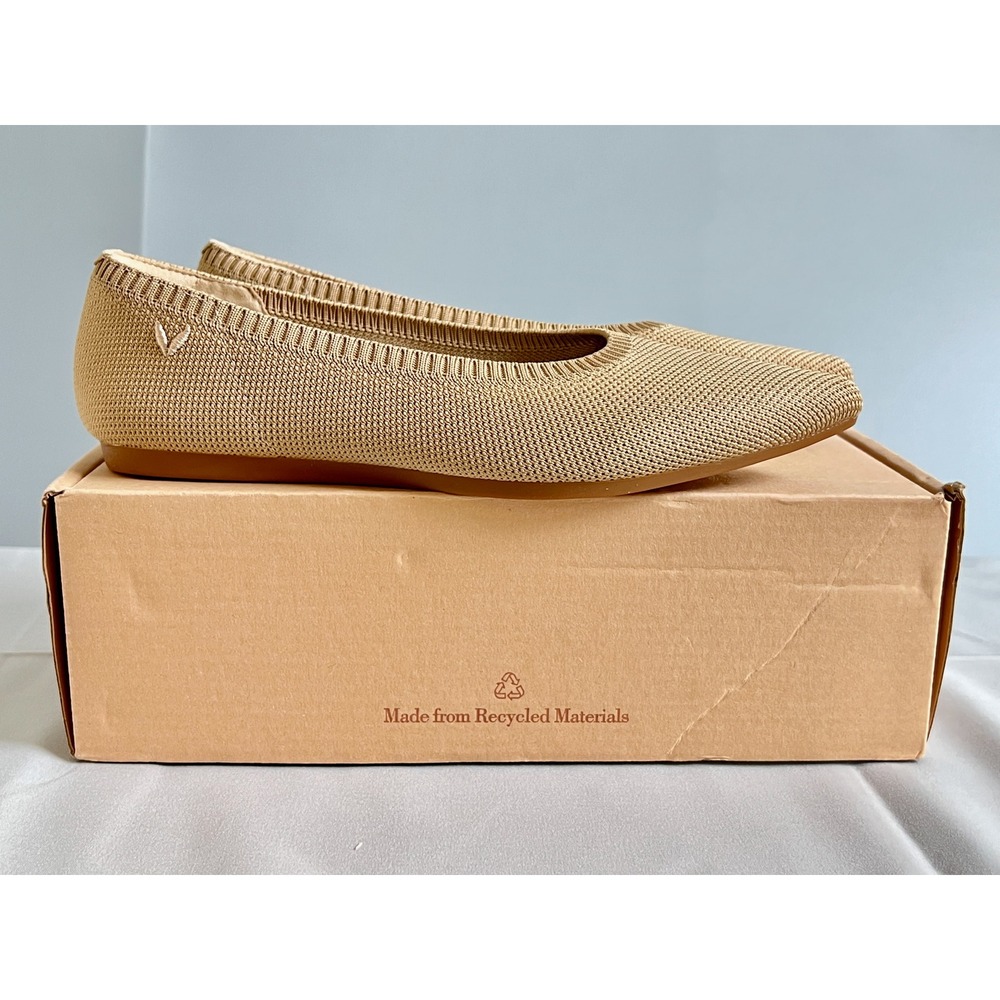 Vivaia Aria Pointed Toe Ballet Flats Nude Peach Knit Shoes EU 35.5 US 5.5 NEW